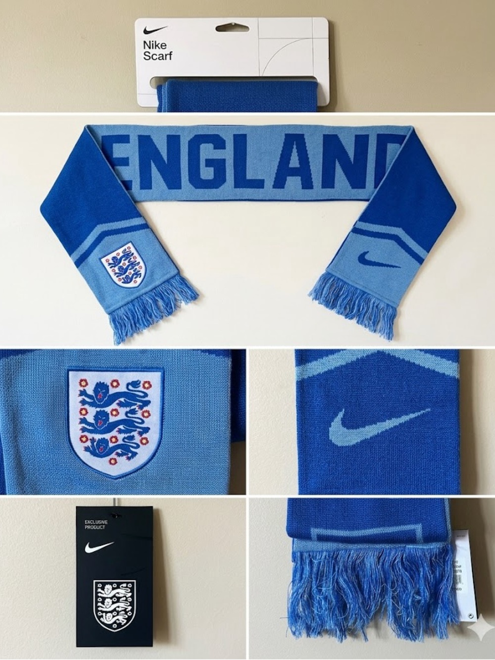 Nike World Cup England Soccer Football Knit Fan Scarf Brand New